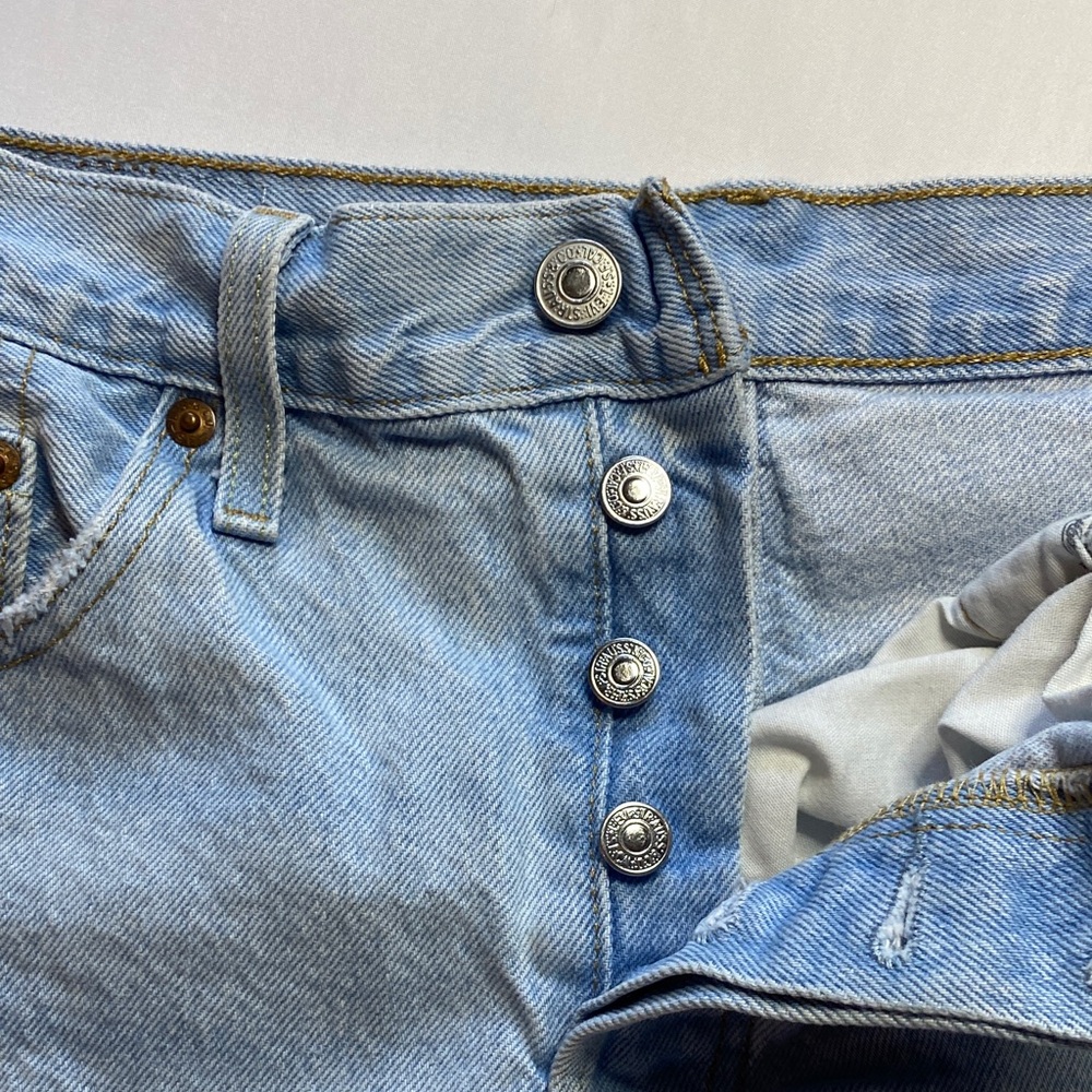 Levi's Light Blue Ripped Jean Shorts - Picture 4 of 10
